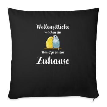 Wellensittich I Sittich Vogel Budgie Motiv für - Sofakissenbezug 45 x 45 cm - Schwarz - Vorne