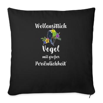 Wellensittich I Sittich Vogel Budgie Motiv für - Sofakissenbezug 45 x 45 cm - Schwarz - Vorne