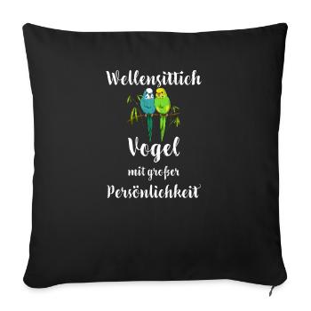 Wellensittich I Sittich Vogel Budgie Motiv für - Sofakissenbezug 45 x 45 cm - Schwarz - Vorne