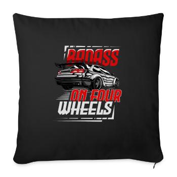 Badass on four wheels for a car enthusiast - Sofa pillowcase 17,3'' x 17,3'' (45 x 45 cm) - black - Front