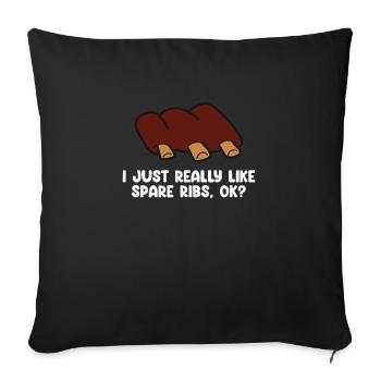 Spare Ribs Food Lover Grilling BBQ Ribs Barbecue - Sofa pillowcase 17,3'' x 17,3'' (45 x 45 cm) - black - Front