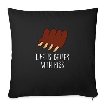 Spare Ribs Food Lover Grilling BBQ Ribs Barbecue - Sofa pillowcase 17,3'' x 17,3'' (45 x 45 cm) - black - Front