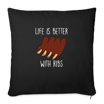 Côtes levées drôle BBQ griller Barbecue de viande - Housse de coussin décorative 45 x 45 cm - noir - Devant