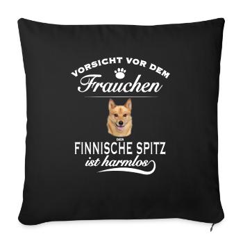 Vorsichtvor dem Frauchen - Finnischer Spitz - Sofakissenbezug 45 x 45 cm - Schwarz - Vorne