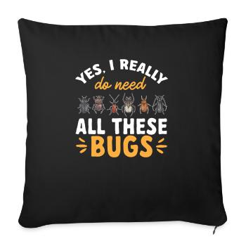 Collectionneur d’insectes Insectes, Amateur de coléoptères, Entomologiste - Housse de coussin décorative 45 x 45 cm - noir - Devant