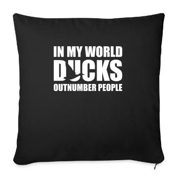 Dans mon monde Cadeau de chemise de chasse aux canards - Housse de coussin décorative 45 x 45 cm - noir - Devant