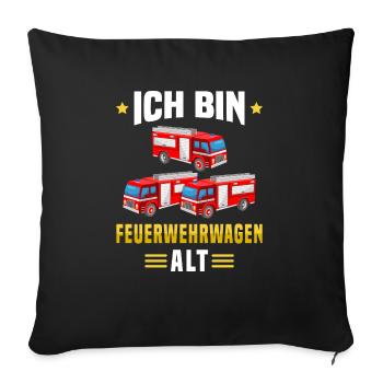 Feuerwehrmann Feuerwehr 3.Geburtstag Feuerwehrauto - Sofakissenbezug 45 x 45 cm - Schwarz - Vorne