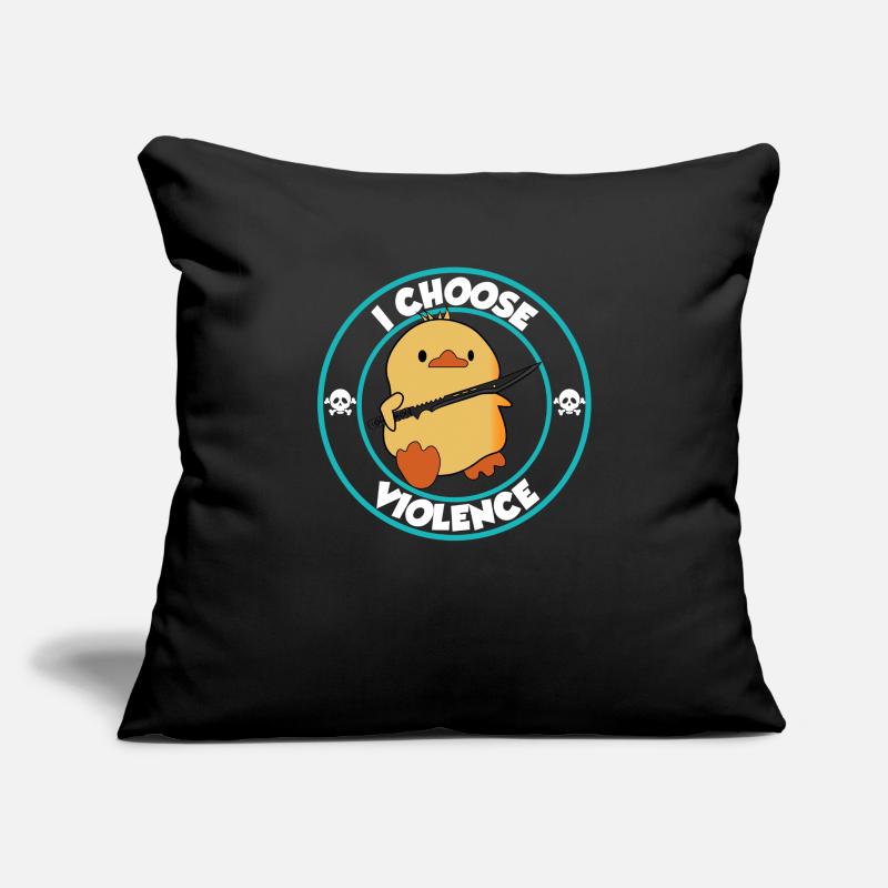 Je choisis la violence - drôle de canard avec épée Housse de coussin décorative 45 x 45 cm