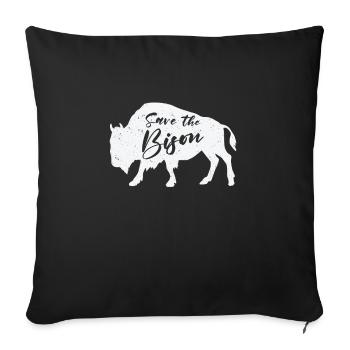 World Wildlife Day Retro Bison Wildlife Animal - Sofa pillowcase 17,3'' x 17,3'' (45 x 45 cm) - black - Front