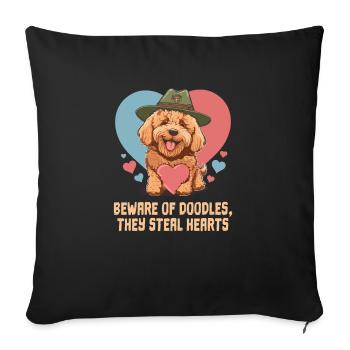 Méfiez-vous des griffonnages qu’ils volent cœurs Goldendoodle - Housse de coussin décorative 45 x 45 cm - noir - Devant