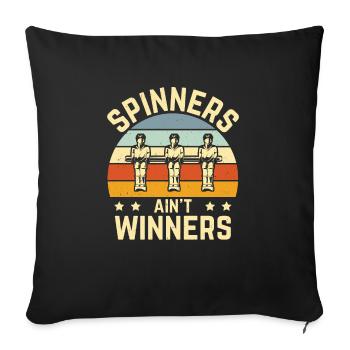 Spinners Ain't Winners Retro Foosball Vintage - Sofa pillowcase 17,3'' x 17,3'' (45 x 45 cm) - black - Front