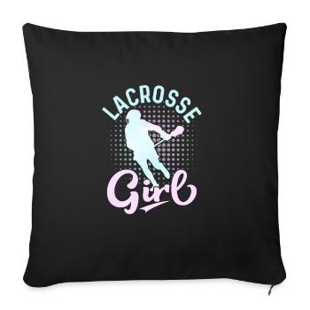 Lacrosse Girl Lacrosse Femme Joueuse - Housse de coussin décorative 45 x 45 cm - noir - Devant