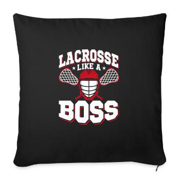 La crosse comme une équipe de joueurs - Housse de coussin décorative 45 x 45 cm - noir - Devant