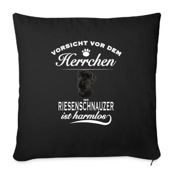 Vorsicht vor dem Herrchen - Riesenschnauzer - Sofakissenbezug 45 x 45 cm - Schwarz - Vorne