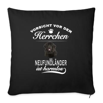 Vorsicht vor dem Herrchen, harmlos - Neufundländer - Sofakissenbezug 45 x 45 cm - Schwarz - Vorne
