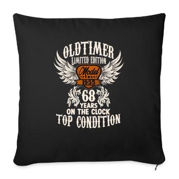 1955 year 68 years classic car birthday rocker - Sofakissenbezug 45 x 45 cm - Schwarz - Vorne