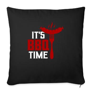 C’est l’heure du barbecue griller le fumoir barbecue - Housse de coussin décorative 45 x 45 cm - noir - Devant