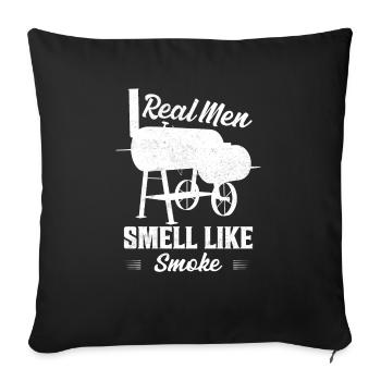 Les vrais hommes sentent la fumée griller le fumeur de barbecue - Housse de coussin décorative 45 x 45 cm - noir - Devant