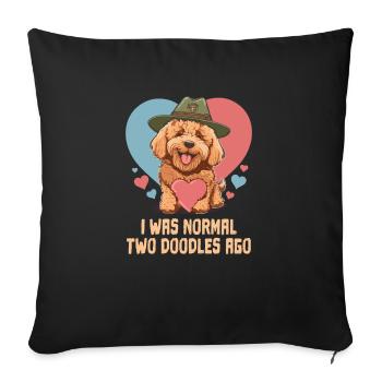 J’étais normal il y a deux griffonnages Goldendoodle papa chien - Housse de coussin décorative 45 x 45 cm - noir - Devant
