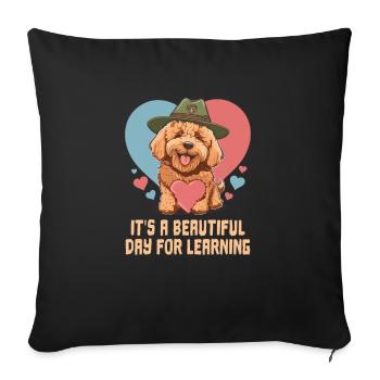 It's A Beautiful Day For Learning Goldendoodle - Sofa pillowcase 17,3'' x 17,3'' (45 x 45 cm) - black - Front