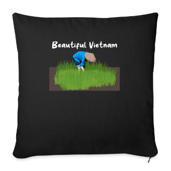 Vietnam Viet Farmers Rice Field Flag I Gift - Sofa pillowcase 17,3'' x 17,3'' (45 x 45 cm) - black - Front