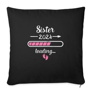 Sis 2024 Chargement Grossesse Sis Naissance - Housse de coussin décorative 45 x 45 cm - noir - Devant