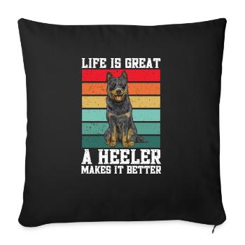 Bouvier australien chien rouge bleu talon - Housse de coussin décorative 45 x 45 cm - noir - Devant