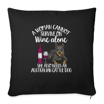 Bouvier australien chien rouge bleu talon - Housse de coussin décorative 45 x 45 cm - noir - Devant