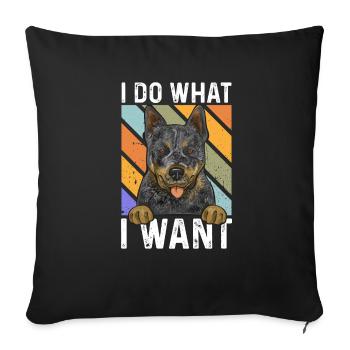 Bouvier australien chien rouge bleu talon - Housse de coussin décorative 45 x 45 cm - noir - Devant