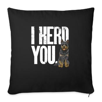 Bouvier australien chien rouge bleu talon - Housse de coussin décorative 45 x 45 cm - noir - Devant