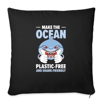 Journée mondiale des animaux Requins Bien-être animal Faune marine - Housse de coussin décorative 45 x 45 cm - noir - Devant