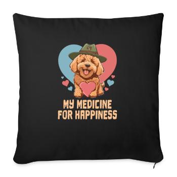 Ma médecine pour le bonheur Goldendoodle Dog Dad - Housse de coussin décorative 45 x 45 cm - noir - Devant