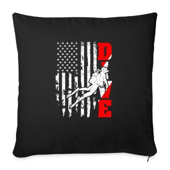 Plongée drapeau américain Plongée US Patriot - Housse de coussin décorative 45 x 45 cm - noir - Devant