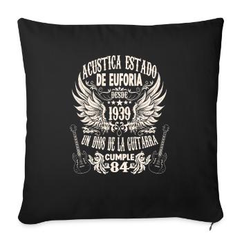 Guitarristas cumpleaños diciendo millésime 1939 84 - Housse de coussin décorative 45 x 45 cm - noir - Devant