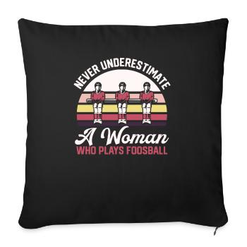 A Woman Who Plays Foosball Retro Table Soccer Vint - Sofa pillowcase 17,3'' x 17,3'' (45 x 45 cm) - black - Front