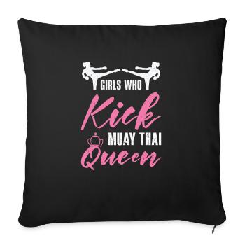 International Women's Day Muay Thai Girl Power - Sofa pillowcase 17,3'' x 17,3'' (45 x 45 cm) - black - Front
