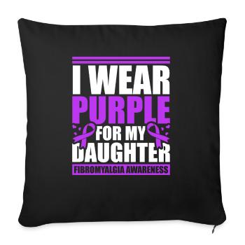 Je porte du violet pour ma fille - Housse de coussin décorative 45 x 45 cm - noir - Devant