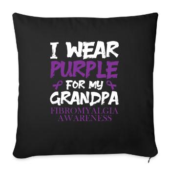Je porte du violet pour mon grand-père - Housse de coussin décorative 45 x 45 cm - noir - Devant