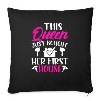 La reine achète un propriétaire de maison - Housse de coussin décorative 45 x 45 cm - noir - Devant