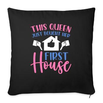 La reine achète un propriétaire de maison - Housse de coussin décorative 45 x 45 cm - noir - Devant