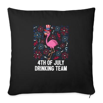 4 juillet Équipe de boisson Drapeau américain Flamant rose - Housse de coussin décorative 45 x 45 cm - noir - Devant