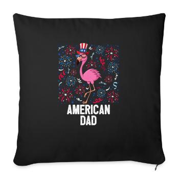4th Of July American Dad Flamingo US Flag Pride - Sofa pillowcase 17,3'' x 17,3'' (45 x 45 cm) - black - Front