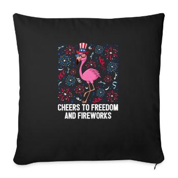 4th of July Vive la liberté et les feux d’artifice - Housse de coussin décorative 45 x 45 cm - noir - Devant