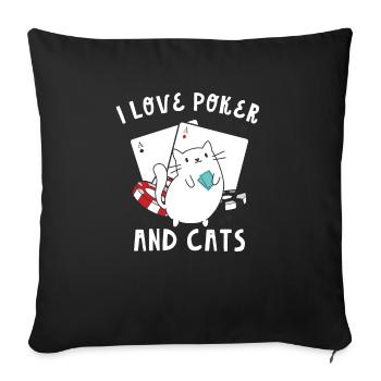 I Love Poker And Cats Play Cards Aces Spades Texas - Sofa pillowcase 17,3'' x 17,3'' (45 x 45 cm) - black - Front
