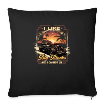 Hot Rod, I Like Big Blocks, Retro Vintage V8 Rat - Sofa pillowcase 17,3'' x 17,3'' (45 x 45 cm) - black - Front