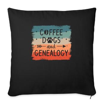 Coffee Dogs And Genealogy Généalogiste Généalogistes - Housse de coussin décorative 45 x 45 cm - noir - Devant