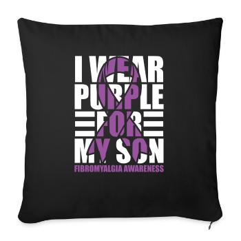 Je porte du violet pour mon fils - Housse de coussin décorative 45 x 45 cm - noir - Devant