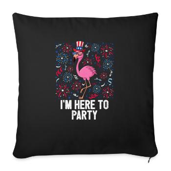 Je suis ici pour faire la fête le 4 juillet Drapeau américain USA - Housse de coussin décorative 45 x 45 cm - noir - Devant