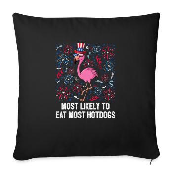4th of July susceptible de manger Hotdogs USA Flag - Housse de coussin décorative 45 x 45 cm - noir - Devant