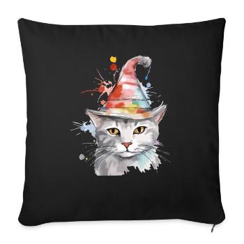 Blook le chat au chapeau - Housse de coussin décorative 45 x 45 cm - noir - Devant